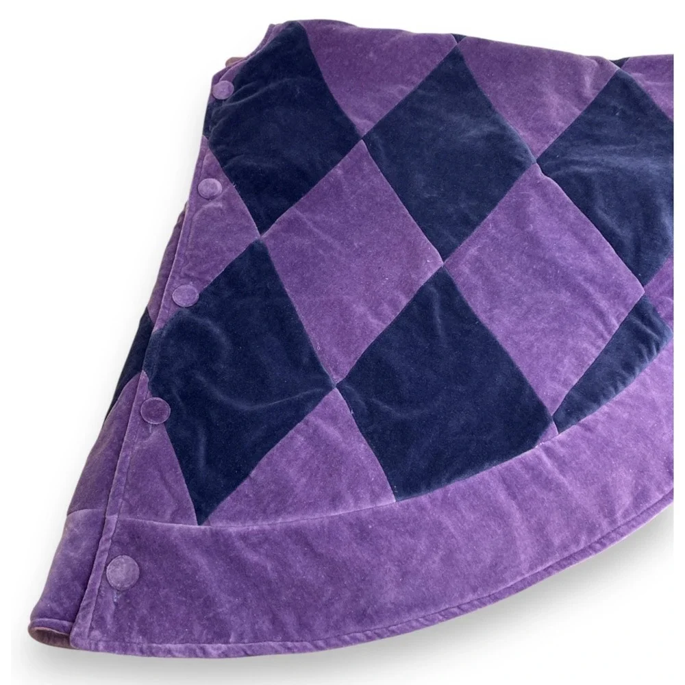 Pottery Barn Design Studio Christmas Tree Skirt Purple Blue Velvet Diamond